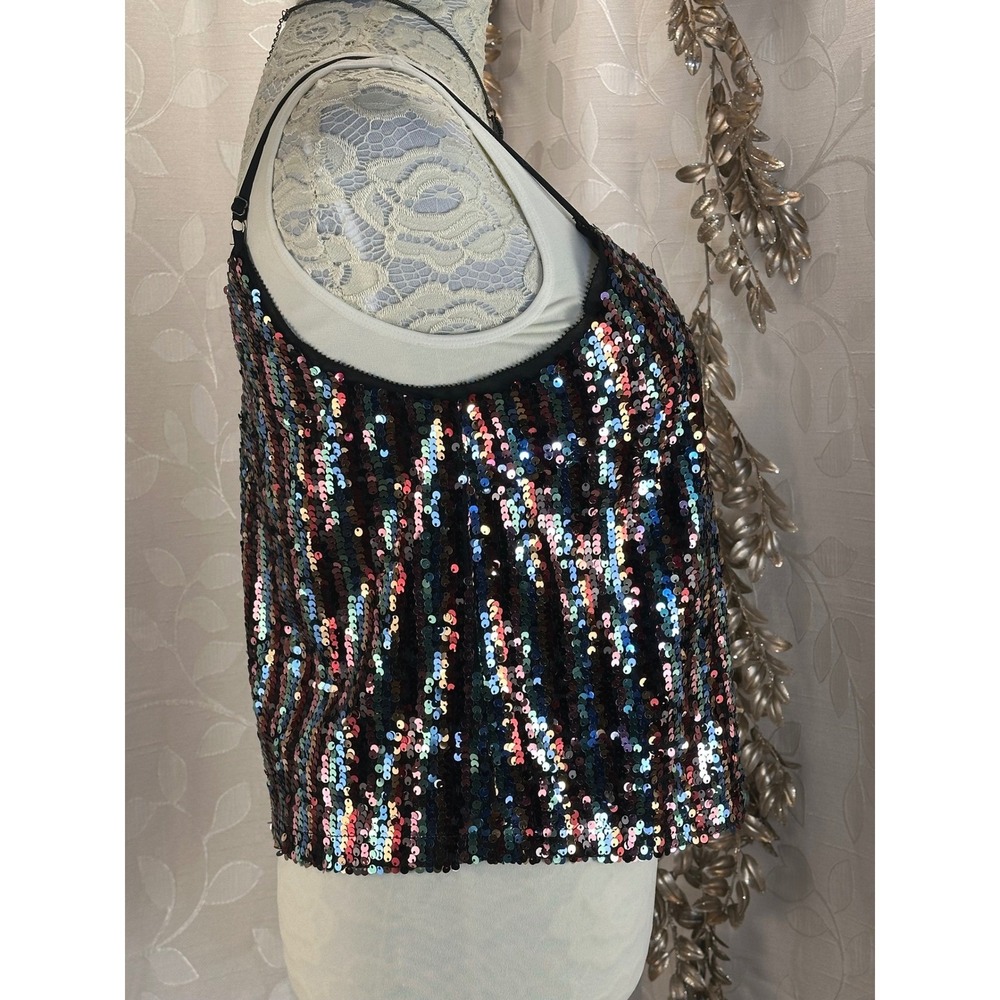Skies Are Blue Rainbow Sequin Cami Tank Top Size Small NWT Holiday Party‎ Glam - Picture 4 of 13